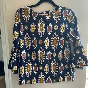 Navy and colorful pattern top